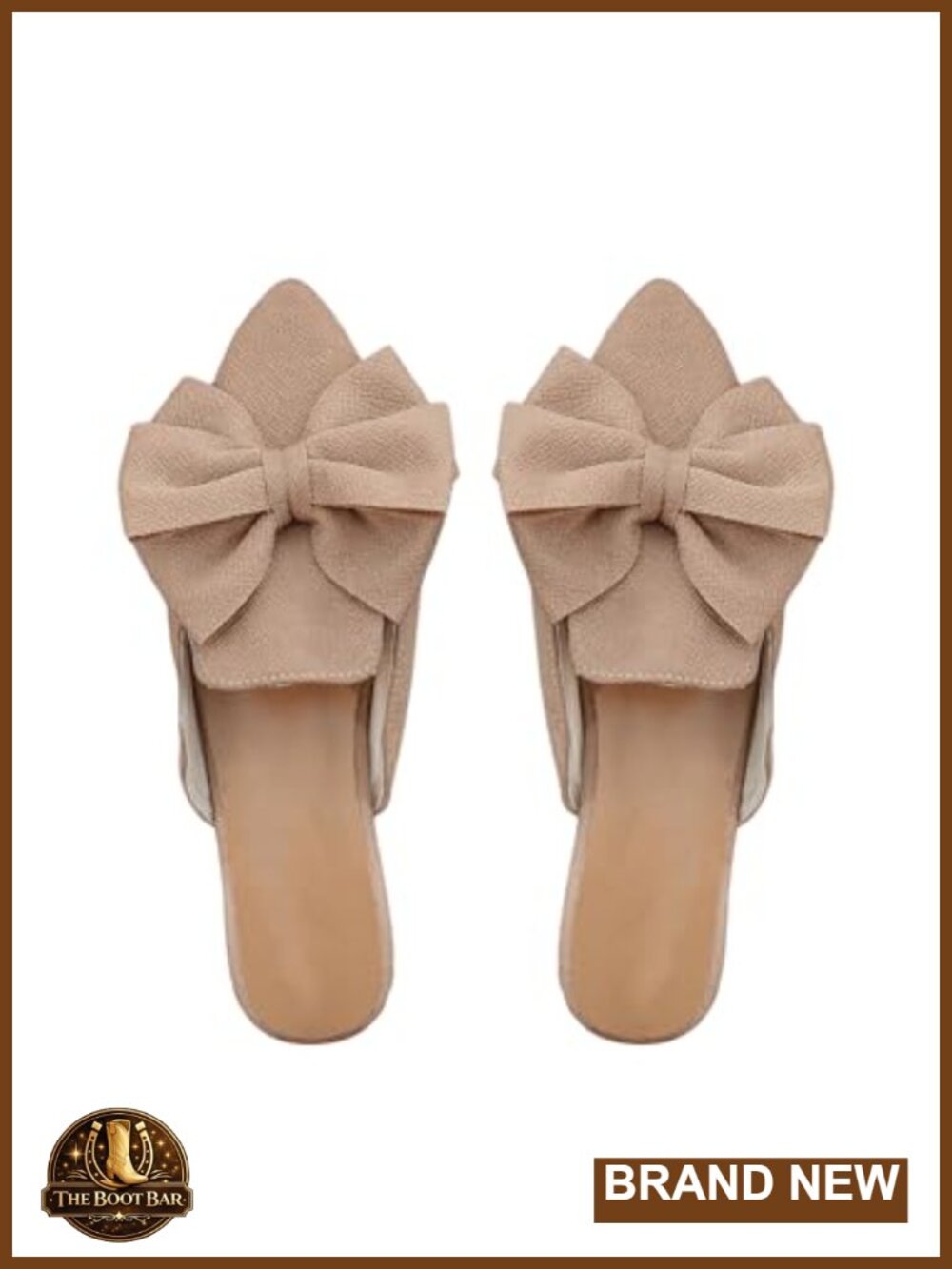Women's Bow Mules Pointed Toe Backless Flat Slide Loafers Casual Shoes